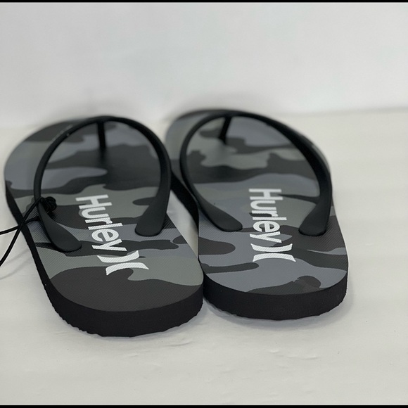 Hurley Mens Size 9 Flip Flops Black Gray Sandals Camo camouflage slides - Picture 4 of 15